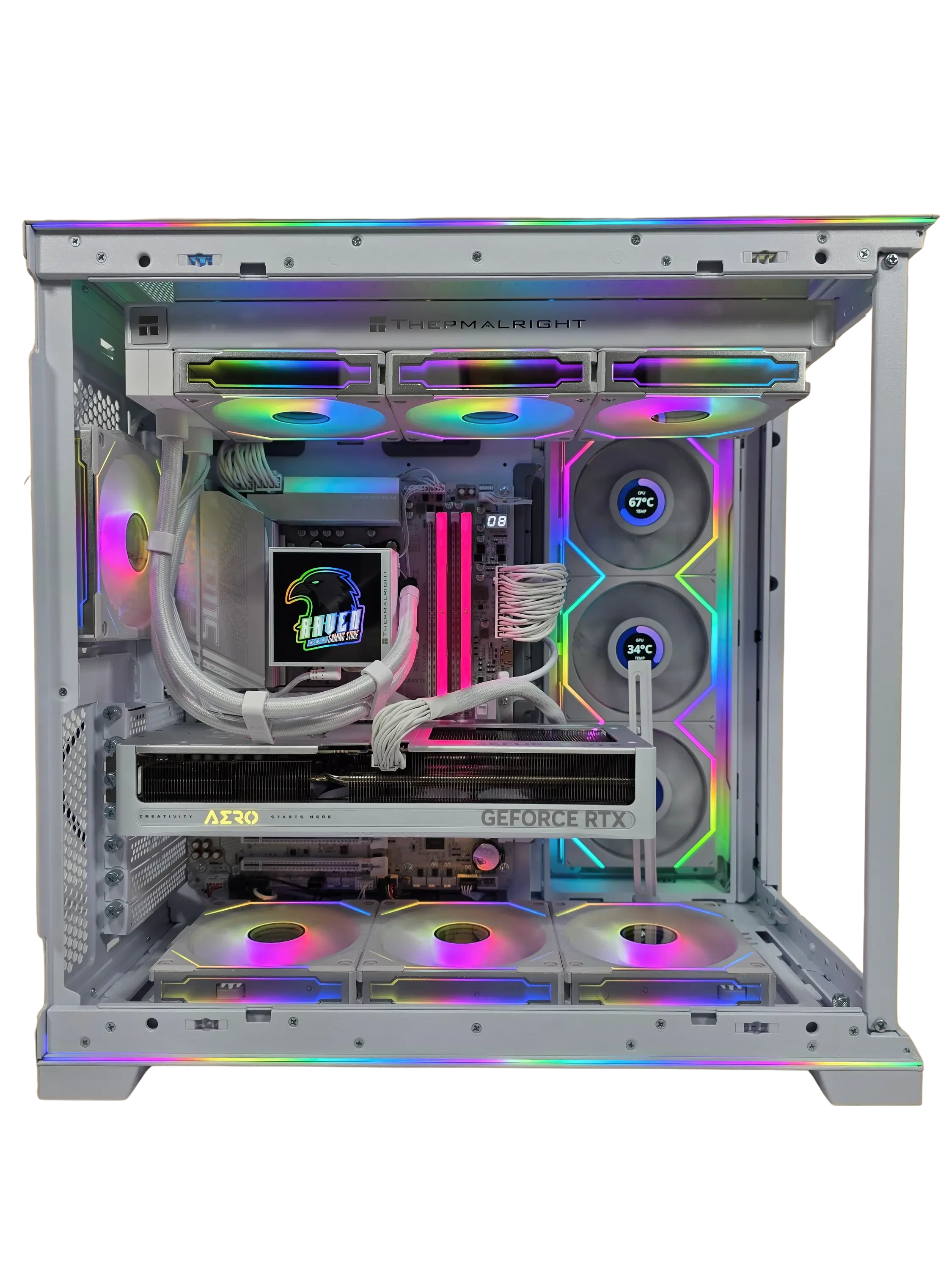 PC Gamer blanco RGB con refrigeracion liquida y GeForce RTX