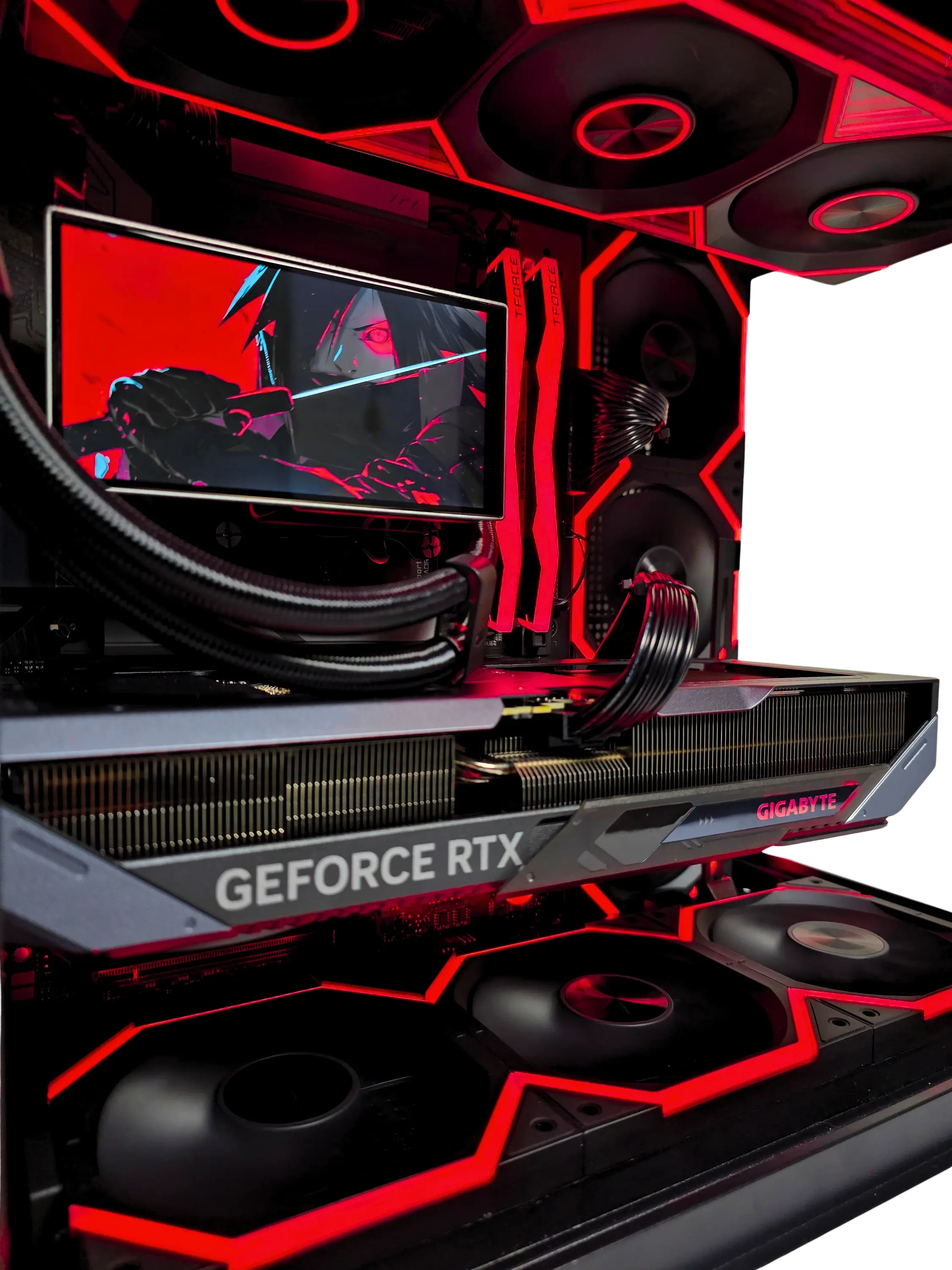 PC Gamer Gigabyte GeForce RTX con iluminacion roja