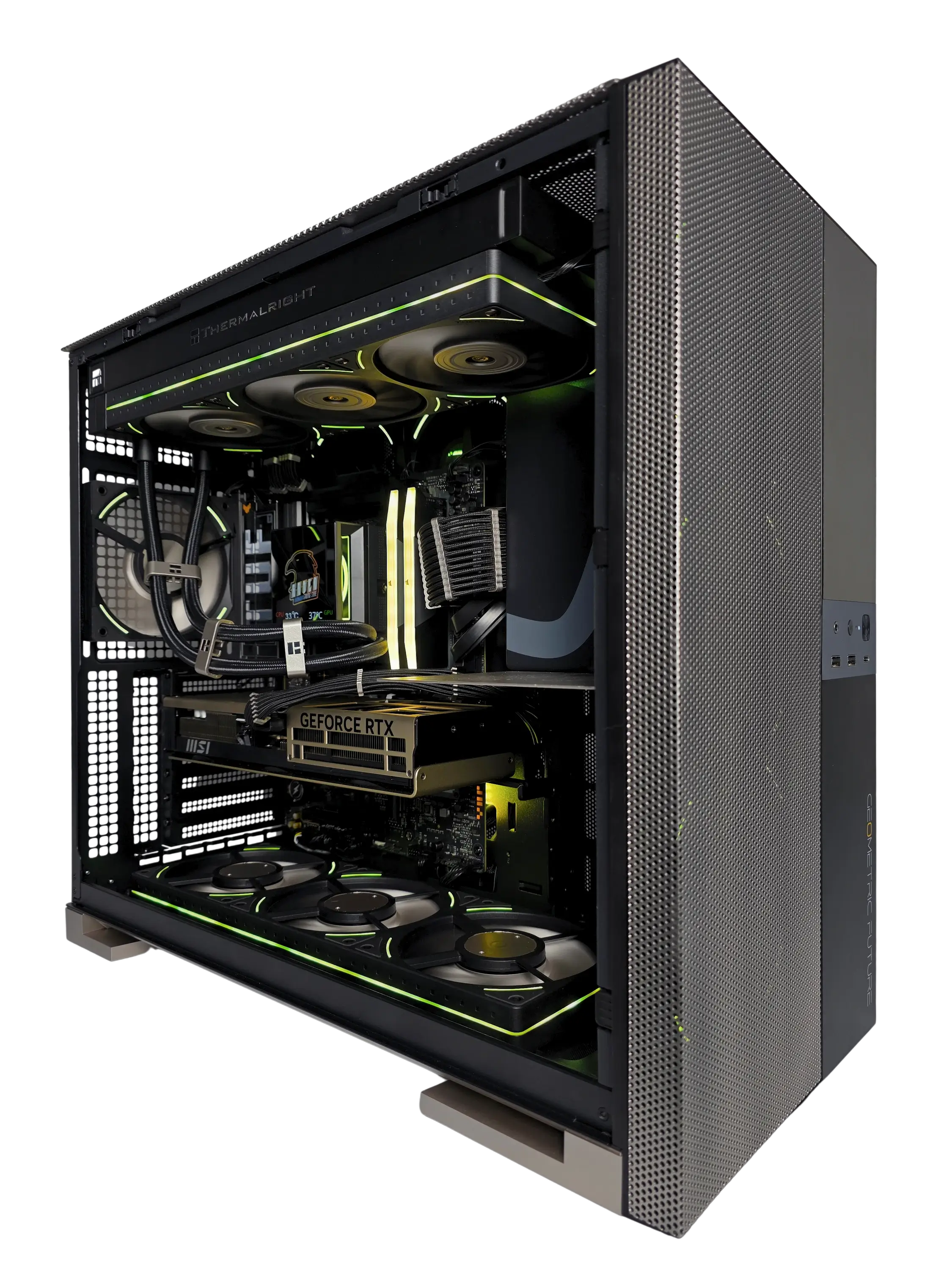 PC Gamer negro verde con GeForce RTX y Thermalright